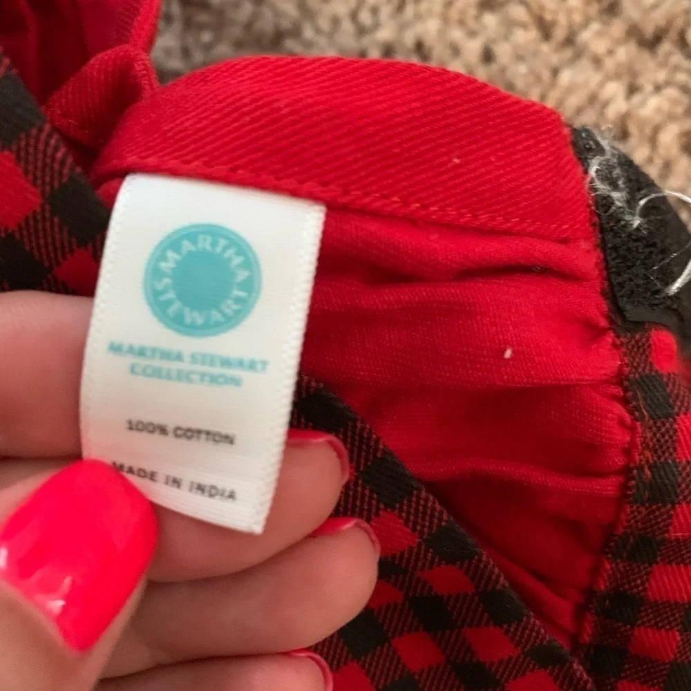 New Martha Stewart Gingham Plaid Swim Hat Red Black